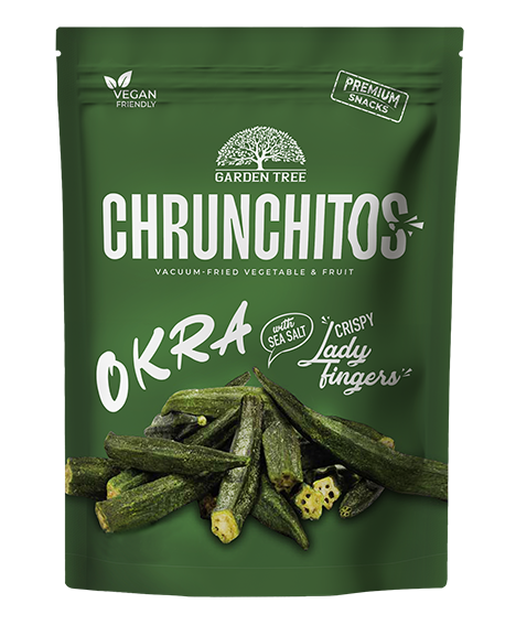 Garden Tree Chrunchitos Vakuume Kepta Traški Okra (valgomoji ybiškė), 45 g (2 arba16 vnt.)