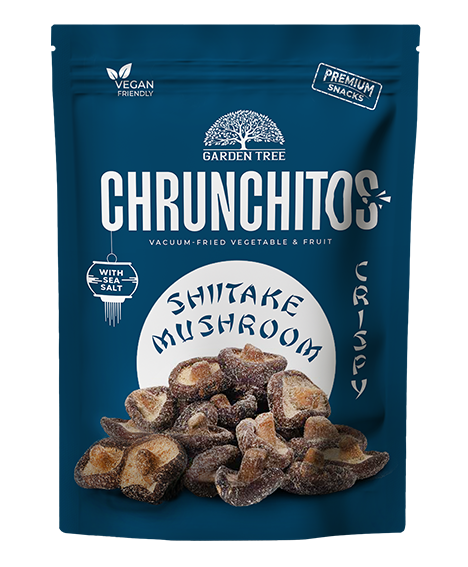 Garden Tree Chrunchitos Vakuume Kepti Traškūs Japoniški Grybai Shiitake, 60 g (2 arba 16 vnt.)