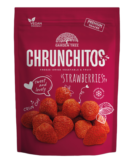 Garden Tree Chrunchitos Šaltyje Džiovintos Braškės, 45 g (16 vnt.)