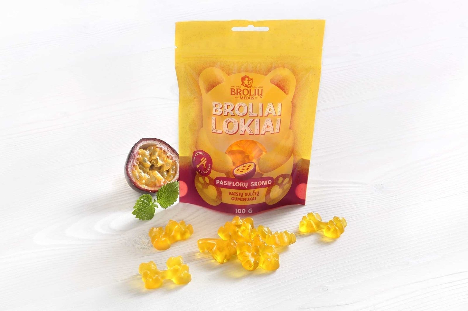 Pasiflorų Skonio Guminukai Su Medumi Broliai Lokiai
